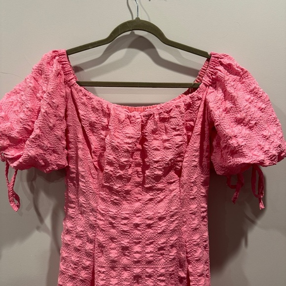 River Island Pink Textured Midi Dress - Picture 4 of 6